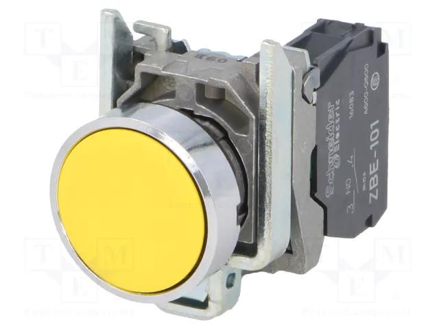 Switch: push-button; 22mm; Stabl.pos: 1; NO; yellow; none; 3A/240VAC SCHNEIDER ELECTRIC XB4BA51