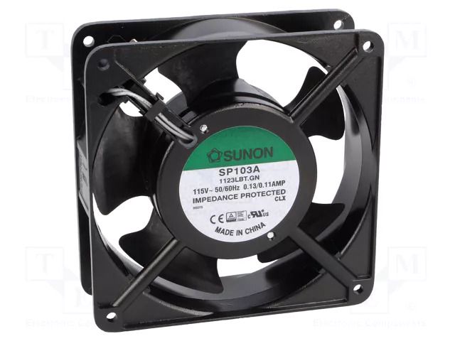 Fan: AC; axial; 115VAC; 120x120x38mm; 122m3/h; 37dBA; ball; 2150rpm SUNON SP103A1123LBT