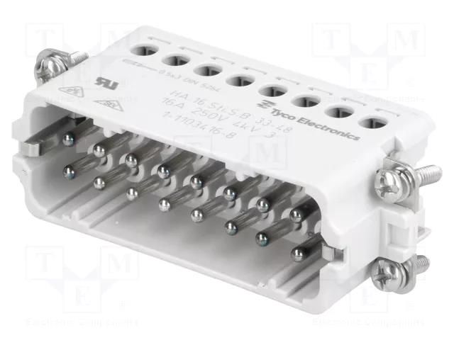Connector: HDC; male; HTS HA; PIN: 16; 16A; 250V; size 9 (3 x 5) TE Connectivity 1-1103416-8