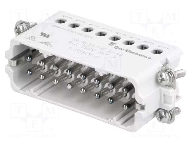 Connector: HDC; male; HTS HA; PIN: 16; 16A; 250V; size 9 (3 x 5) TE Connectivity 1-1103416-8