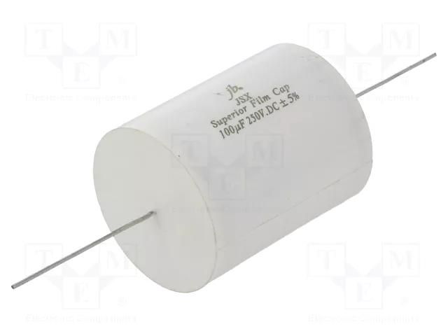 Capacitor: polypropylene; 100uF; 250VDC; ±5%; Ø46x61mm; -55÷85°C Jb Capacitors JSX-100U/250