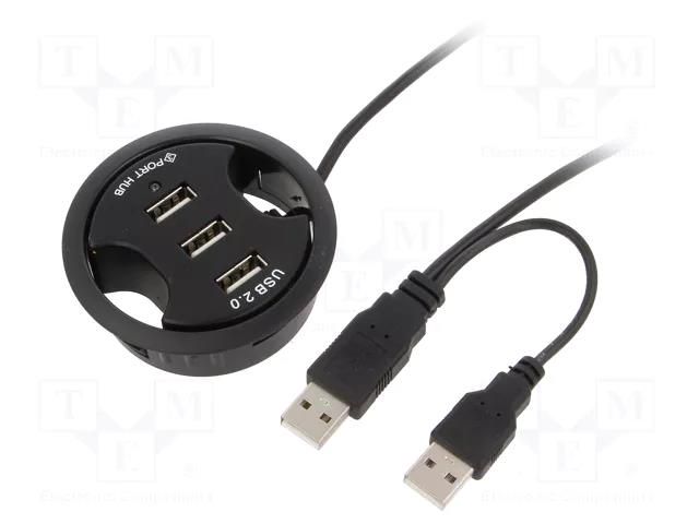 Hub USB; USB A socket x3; USB 2.0; PnP; black; Number of ports: 3 Goobay HUB02