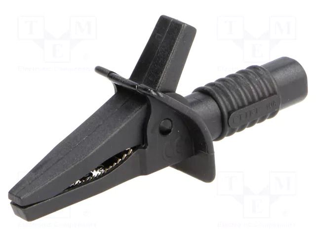 Crocodile clip; 10A; black; max.25mm; 4mm socket CLIFF FCR7940
