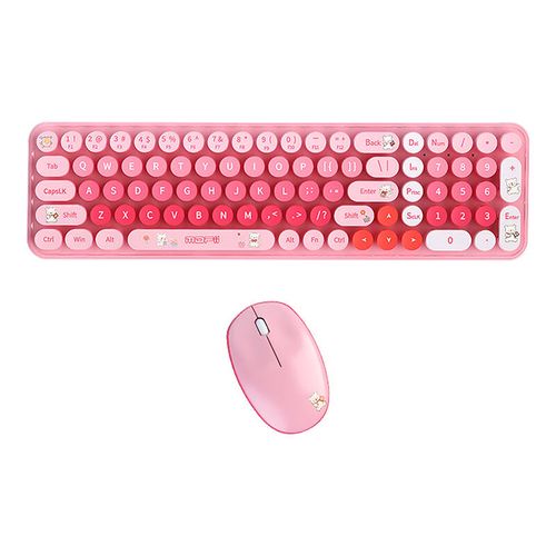 MOFII Baby Bear Wireless Keyboard + Mouse Set (pink), MOFII SMK-682M8AG Pink