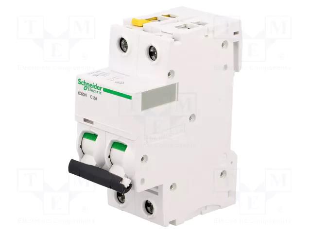 Circuit breaker; 400VAC; Inom: 2A; Poles: 2; for DIN rail mounting SCHNEIDER ELECTRIC A9F04202