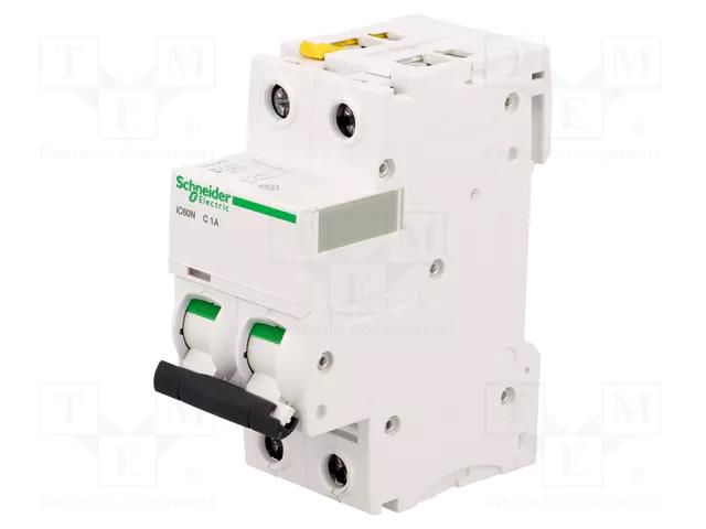 Circuit breaker; 400VAC; Inom: 1A; Poles: 2; for DIN rail mounting SCHNEIDER ELECTRIC A9F04201