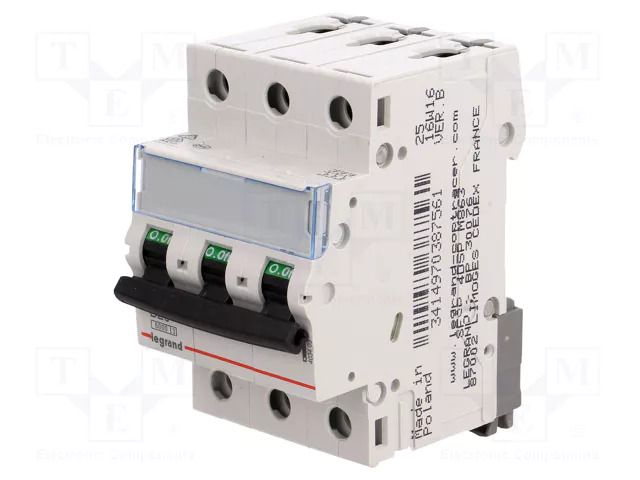 Circuit breaker; 400VAC; Inom: 20A; Poles: 3; Charact: B; 6kA; IP20 LEGRAND 403403