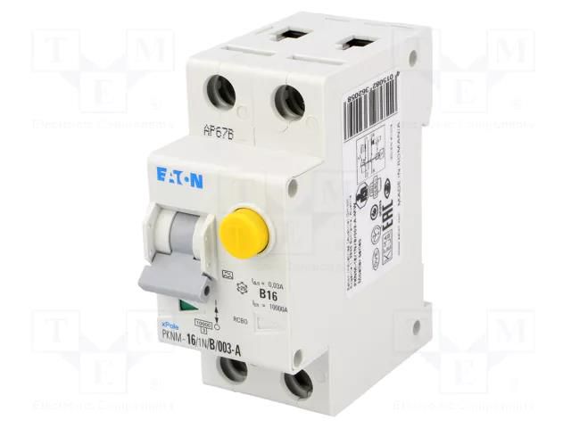 RCBO breaker; Inom: 16A; Ires: 30mA; Poles: 1+N; 230VAC; IP20; PKNM EATON ELECTRIC PKNM-16/1N/B003AMW