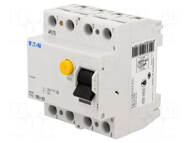 RCD breaker; Inom: 100A; Ires: 300mA; Max surge current: 250A; IP40 EATON ELECTRIC PFIM-100/4/03