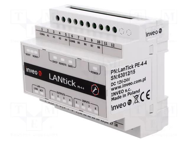 Industrial module: digital input/output; 5÷50°C; Usup: 10÷24VDC INVEO LANTICK-PE-4-4