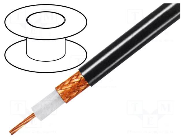 Wire: coaxial; RG213/U; stranded; Cu; PVC; black; 100m TASKER TAS-RG213U