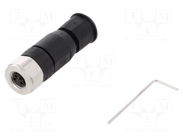 Connector: M8; female; PIN: 4; 4A; 30V; IP67; straight; for cable HARTING 21023592401