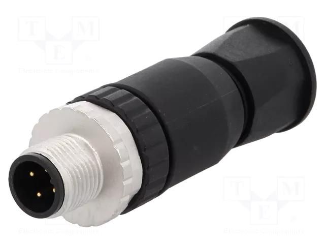 Connector: M12; plug; PIN: 4; male; 250V; straight; IP67; for cable HARTING 21033191401