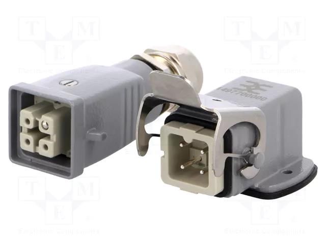 Connector: HDC; male + female; HA; PIN: 4; 16A; 400V; 3+PE; size 1 WEIDMÜLLER KIT-HA03.302M