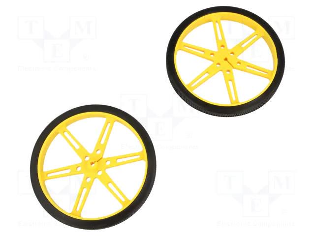 Wheel; yellow; Shaft: D spring; push-in; Ø: 80mm; Shaft dia: 3mm POLOLU POLOLU-1432