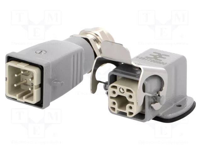 Connector: HDC; male + female; plug + socket,complete set; HA WEIDMÜLLER KIT-HA04.402M