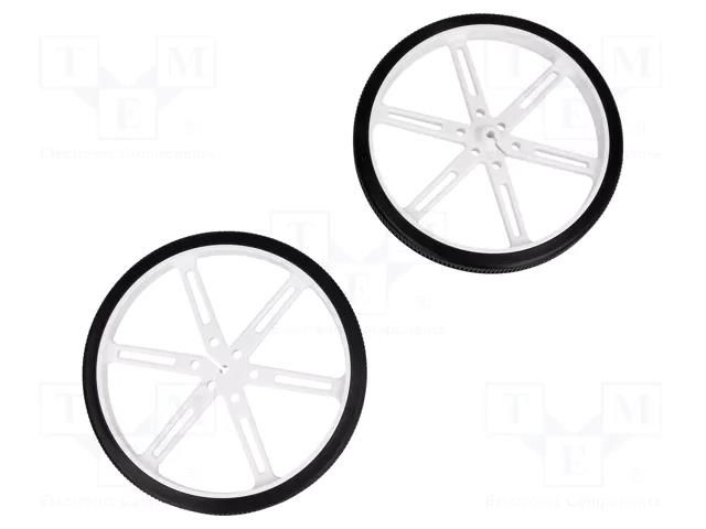 Wheel; white; Shaft: D spring; push-in; Ø: 90mm; Shaft dia: 3mm POLOLU POLOLU-1439