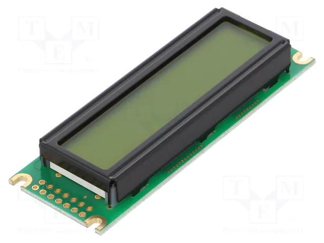 Display: LCD; alphanumeric; STN Positive; 16x2; yellow-green; LED RAYSTAR OPTRONICS RC1602D-YHY-ESX