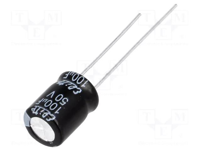 Capacitor: electrolytic; THT; 100uF; 50VDC; Ø8x11.5mm; Pitch: 3.5mm Elite PF1H101MNN08B5