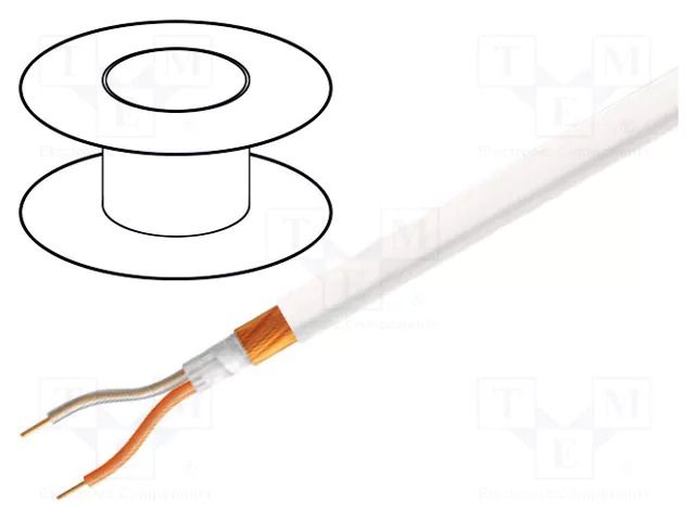 Wire: microphone cable; 2x0.25mm2; white; OFC; -15÷70°C TASKER TAS-C114-WHITE