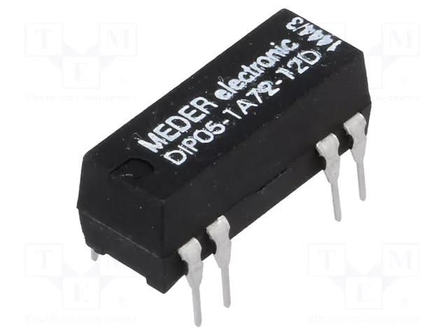 Relay: reed switch; SPST-NO; Ucoil: 5VDC; 1A; max.200VDC; 50mW; PCB MEDER DIP05-1A72-12D