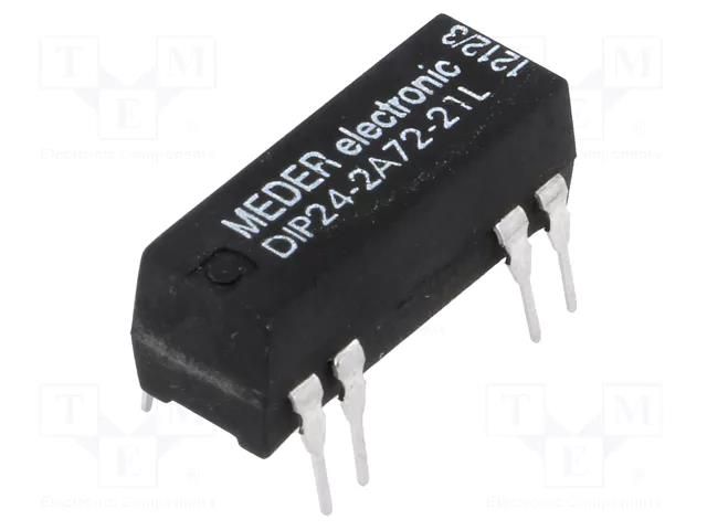 Relay: reed switch; DPST-NO; Ucoil: 24VDC; 1A; max.200VDC; 290mW MEDER DIP24-2A72-21L