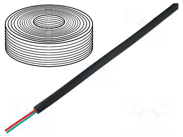 Wire: telecommunication cable; 2x28AWG; stranded; black; 100m BQ CABLE TEL-0030-100/BK