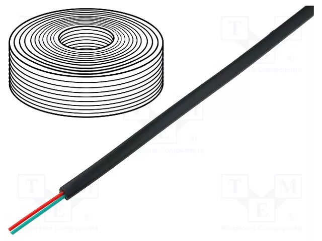 Wire: telecommunication cable; 2x28AWG; stranded; black; 100m BQ CABLE TEL-0030-100/BK