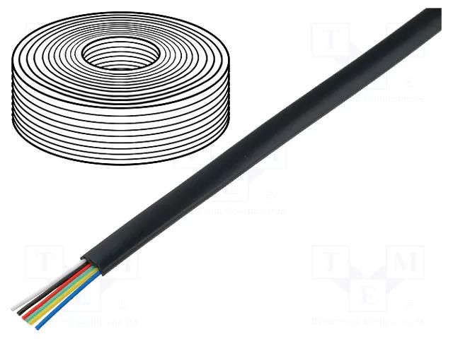 Wire: telecommunication cable; 6x28AWG; stranded; black; 100m BQ CABLE TEL-0034CCA-100/BK