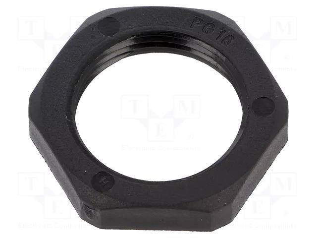 Nut; PG16; polyamide; Thk: 6mm; Spanner: 30mm; black; Thread: PG HUMMEL HUMMEL-1262160111