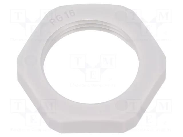 Nut; PG16; polyamide; Thk: 6mm; Spanner: 30mm; grey; Thread: PG HUMMEL HUMMEL-1262160011
