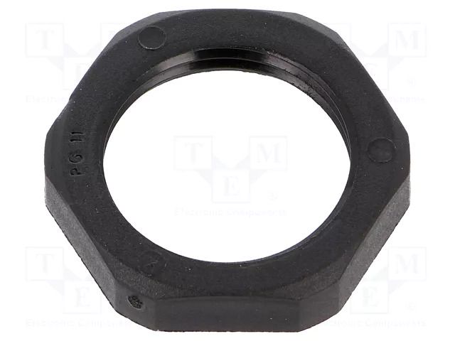 Nut; PG11; polyamide; Thk: 6.8mm; Spanner: 24mm; black; Thread: PG HUMMEL HUMMEL-1262110111