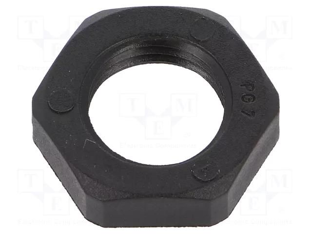 Nut; PG7; polyamide; Thk: 5mm; Spanner: 19mm; black; Thread: PG HUMMEL HUMMEL-1262070111