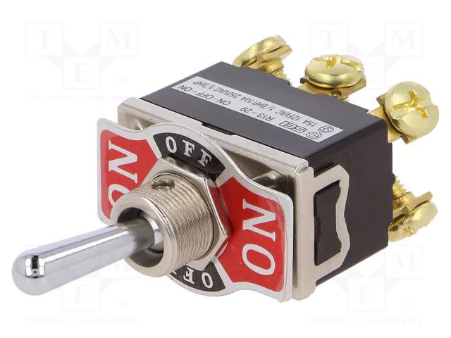 Switch: toggle; Pos: 3; DP3T; ON-OFF-ON; 10A/250VAC; R13-29 SCI R13-29E-07