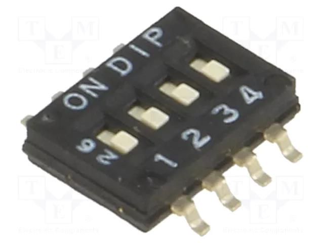 Switch: DIP-SWITCH; Poles number: 4; ON-OFF; 0.1A/50VDC; Pos: 2; SMT CANAL ELECTRONIC NHDS04