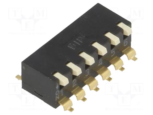 Switch: DIP-SWITCH; Poles number: 6; ON-OFF; 0.025A/24VDC; Pos: 2 DIPTRONICS EPM-06-V