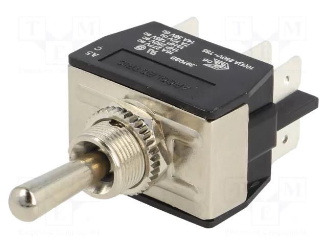 Switch: toggle; Pos: 3; DP3T; ON-OFF-ON; 16A/250VAC; 3900; 100mΩ BULGIN AE-C3970BBAAA
