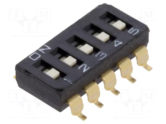 Switch: DIP-SWITCH; Poles number: 5; ON-OFF; 0.025A/24VDC; Pos: 2 OMRON Electronic Components A6S-5101-H