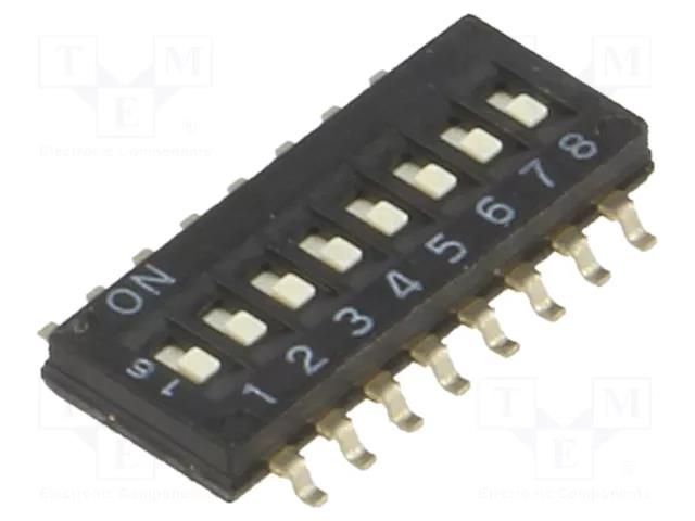 Switch: DIP-SWITCH; Poles number: 8; ON-OFF; 0.025A/24VDC; Pos: 2 OMRON Electronic Components A6H-8102
