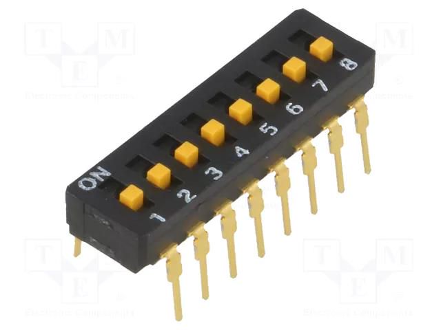 Switch: DIP-SWITCH; Poles number: 8; ON-OFF; 0.03A/30VDC; Pos: 2 OMRON Electronic Components A6D-8103