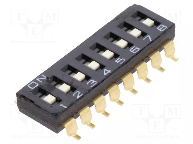 Switch: DIP-SWITCH; Poles number: 8; ON-OFF; 0.025A/24VDC; Pos: 2 OMRON Electronic Components A6S-8102-H