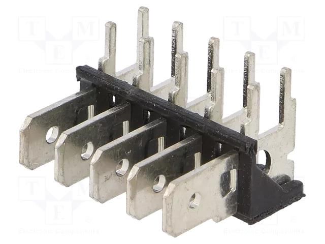 Terminal: spade terminal strip; 6.4mm; 0.8mm; THT; brass; tinned KEYSTONE KEYS7805