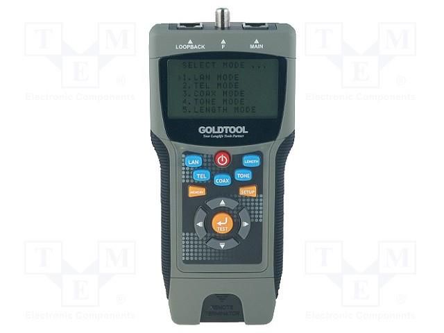 Tester: LAN wiring / conductor detector; LCD; F,RJ12,RJ45 GOLDTOOL TESTER-TCT2690PRO