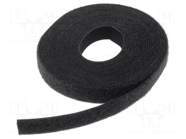 Hook and loop fastener; L: 5m; W: 12.5mm; black; -40÷85°C; TEXTIE HELLERMANNTYTON TEXTIE-5M-BK
