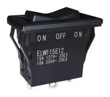 ROCKER SW, SPDT, 15A/127V, PANEL/SNAP-IN ELW115E12