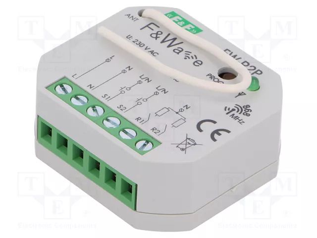 Relay; flush mount; 85÷265VAC; 85÷265VDC; 230VAC; NO x2; IP20; 100m F&F FW-R2P