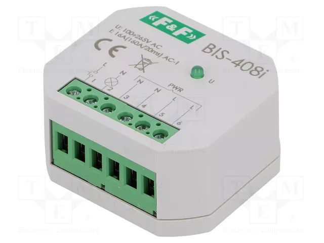 Relay: installation; bistable,impulse,inrush; NO; 16A; -25÷50°C F&F BIS-408I