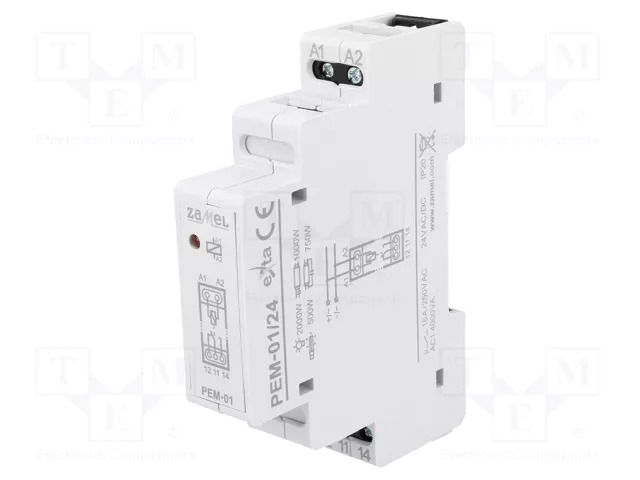 Relay: installation; monostable; SPDT; Ucoil: 24VAC,24VDC; PEM; 16A ZAMEL PEM-01/024