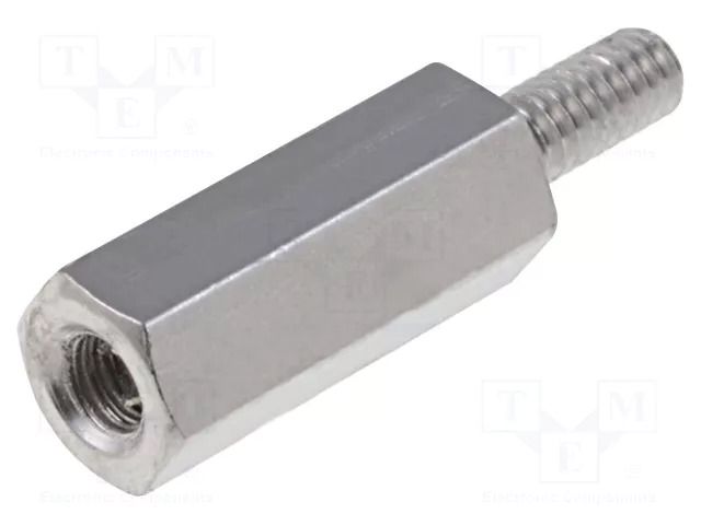 Screwed spacer sleeve; 10mm; Int.thread: M2; Ext.thread: M2; brass DREMEC TFM-M2X10/DR211