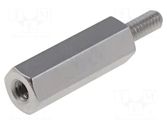Screwed spacer sleeve; 12mm; Int.thread: M2; Ext.thread: M2; brass DREMEC TFM-M2X12/DR211